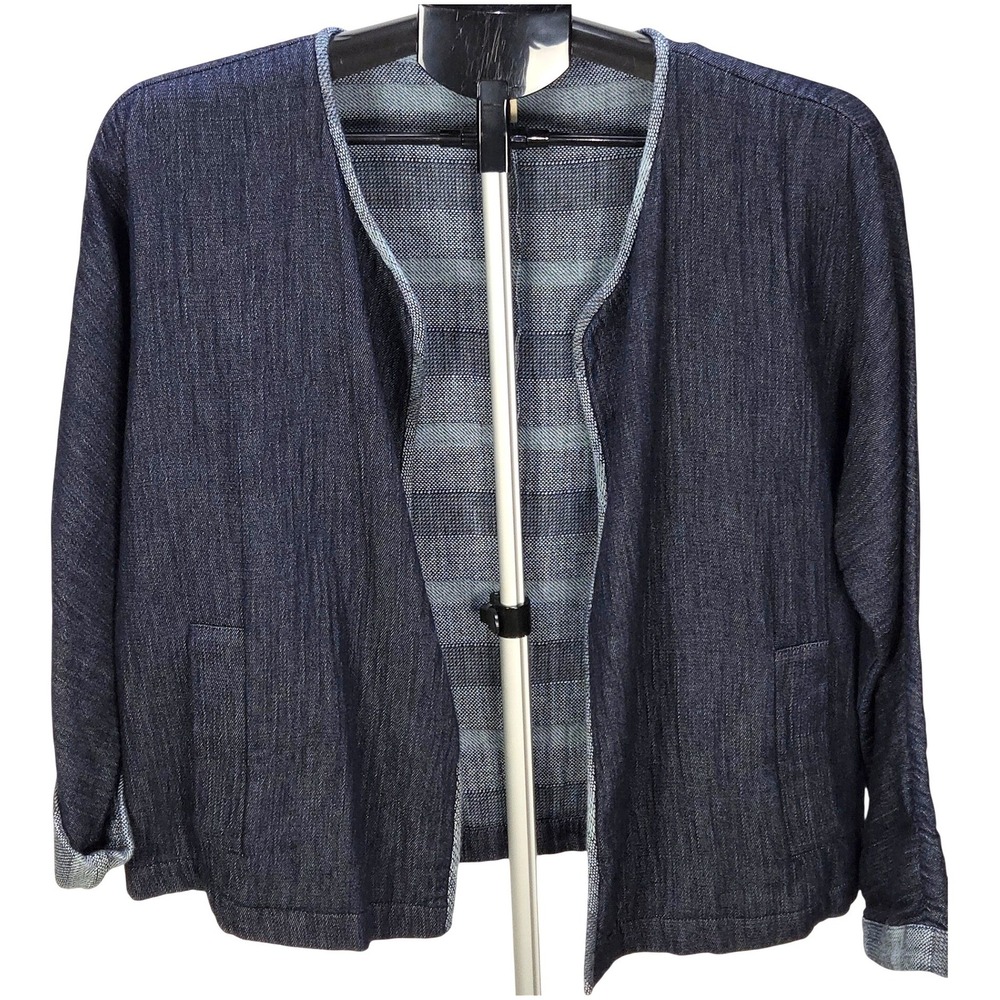 Women's Eileen Fisher Small Organic Cotton Open Front Double Weave Jacket